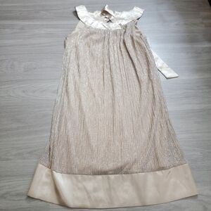 Elegant Silver and Cream Sleeveless Dress